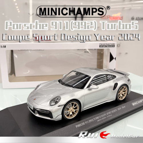 预1:18迷你切保时捷911(992)Turbo S 2024双门轿跑Carrera 4S车模