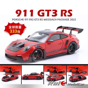 预1:18迷你切保时捷911 GT3 RS Weissach package 2022汽车模型