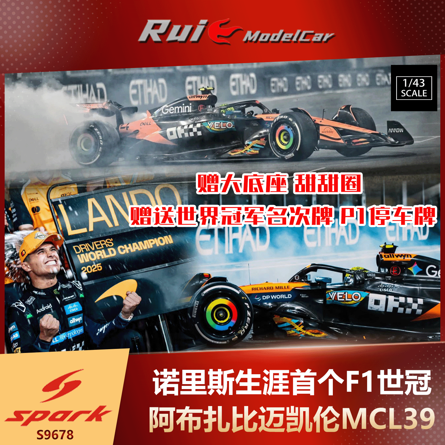 预1:64/43/18/12 Spark诺里斯生涯首个F1世冠阿布扎比迈凯伦MCL39