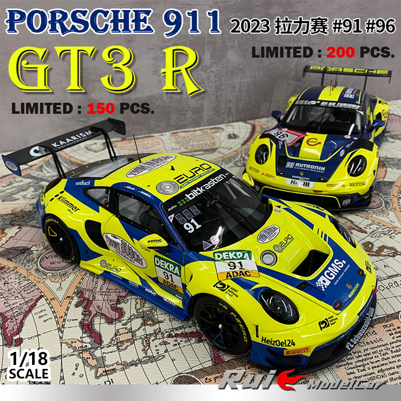 1:18 迷你切保时捷Porsche 911 GT3 R 2023拉力赛汽车模型收藏图片