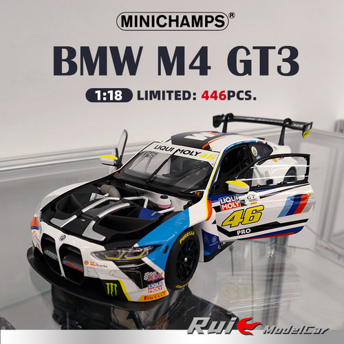 1:18迷你切宝马M4 GT3#46 2023罗西12h耐力赛6th车模