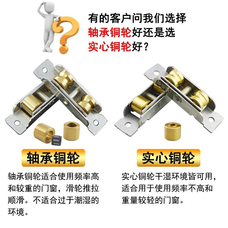 塑钢窗滑轮88型轮子轴承铜轮不锈钢77型推拉移门窗户铜滚轮迪福德