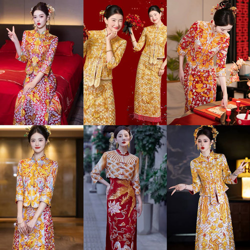 出租龙凤褂新娘中式婚礼重工褂皇租赁小个子大码秀禾服中式嫁衣