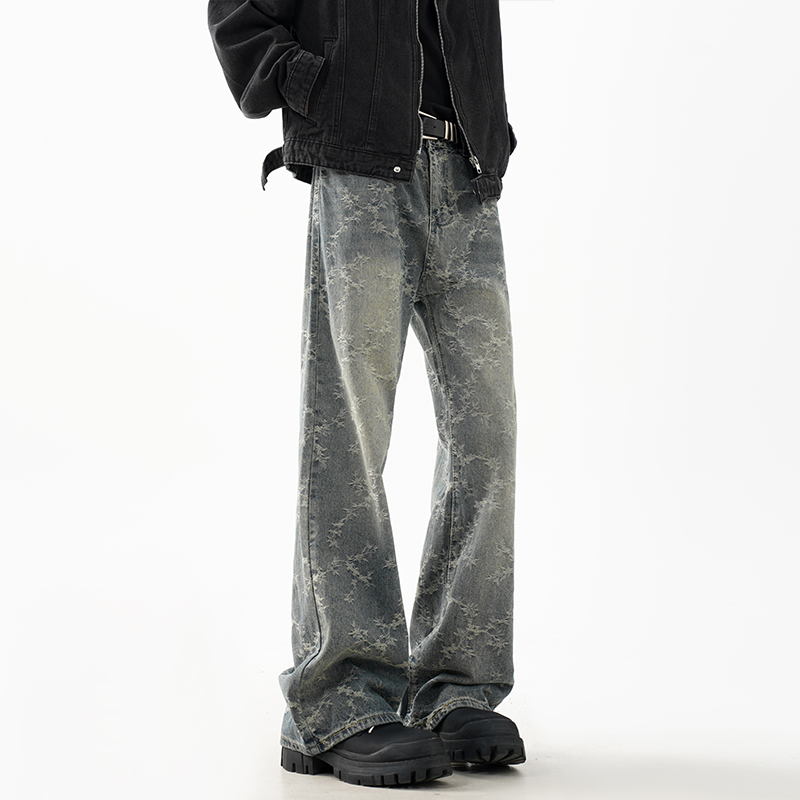 牛仔裤秋冬做旧宽松显瘦裤子长裤