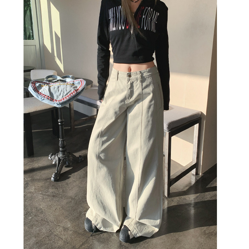 妈个鸡妈MGJM慵懒风简约美式拼接解构阔腿牛仔裤男女宽松百搭潮流,男装,牛仔裤,淘宝优惠券,粉丝福利购,淘宝优惠卷