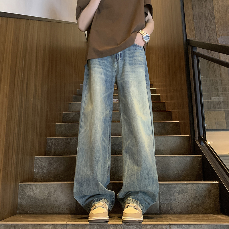 美式简约复古磨白春季水洗牛仔裤