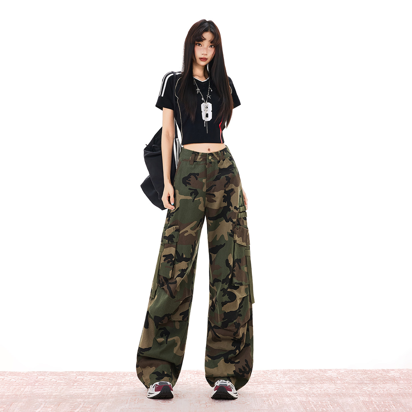 妈个鸡妈MGJM迷彩长裤宽松拖地慵懒垂感大口袋美式复古工装休闲裤,男装,休闲裤,淘宝优惠券,粉丝福利购,淘宝优惠卷