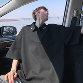 妈个鸡妈MGJM夏季 T恤男女潮 休闲半袖 半拉链polo衫 金属扣宽松短袖