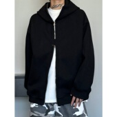 妈个鸡妈MGJM秋冬美式 外套潮 重磅华棉双拉链连帽卫衣宽松男女帽衫