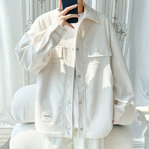 翻领情侣外套大码灯芯绒长袖衬衫