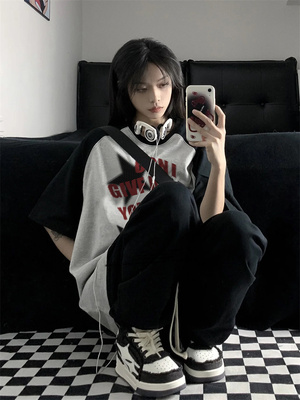 美式印花半袖T恤宽松短袖男女