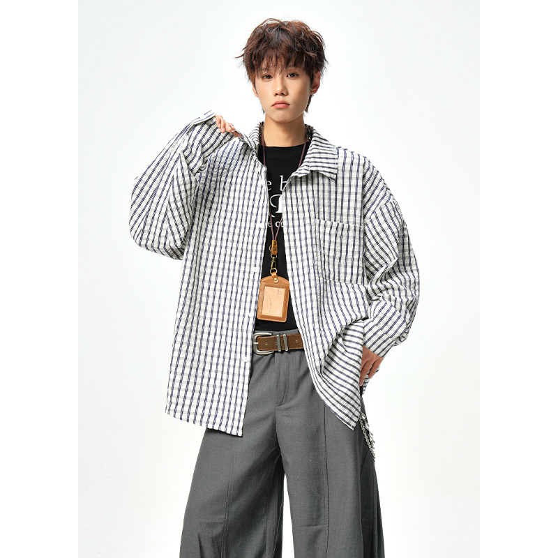 妈个鸡妈MGJM美式复古街头风格子长袖衬衫外套男女大码中性宽松潮,男装,衬衫,淘宝优惠券,粉丝福利购,淘宝优惠卷