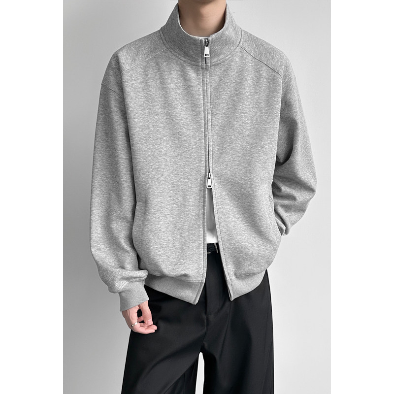 妈个鸡妈MGJM美式街头风慵懒简约双拉链立领华棉开衫卫衣男女外套