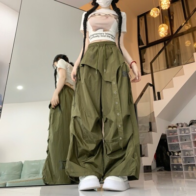 嘻哈夏季街舞速干抽褶工装休闲裤