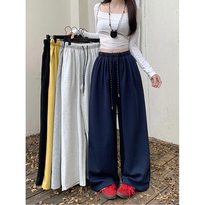 慵懒风秋季复古抽绳卫裤休闲裤