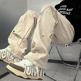 男女街头阔腿裤 水洗高街宽松牛仔裤 子潮 ins早春复古美式 妈个鸡妈