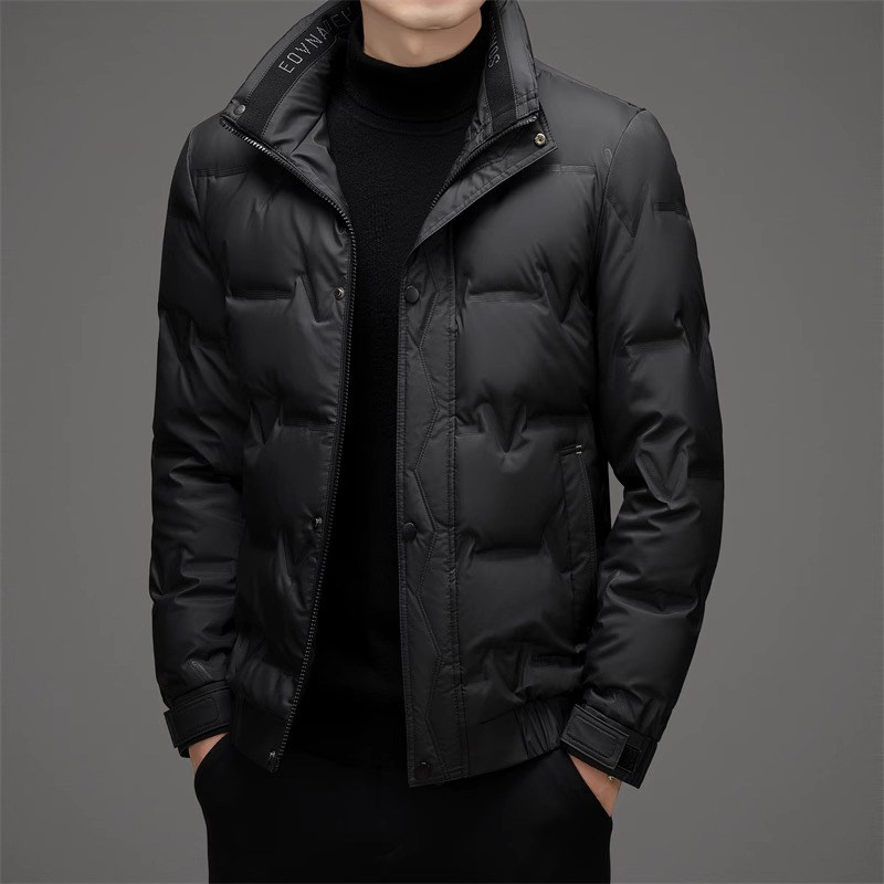 高端正肩轻薄羽绒服男士冬季2025新款白鸭绒立领加厚夹克外套男款
