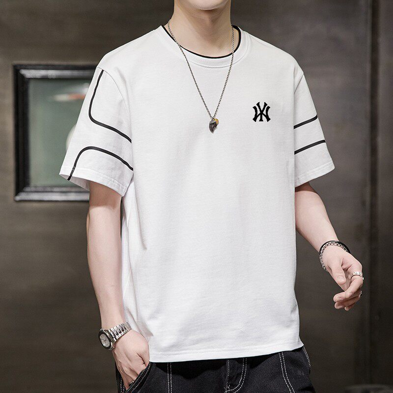 潮牌美式白色运动T恤短袖男士夏季2026年新款潮流半袖体恤衫男款