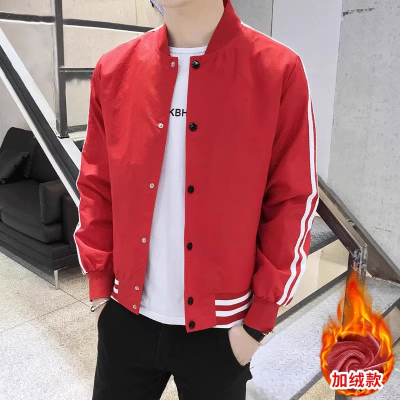 高端本命年红色夹克外套男士春秋冬季2025新款加绒加厚棒球服男款