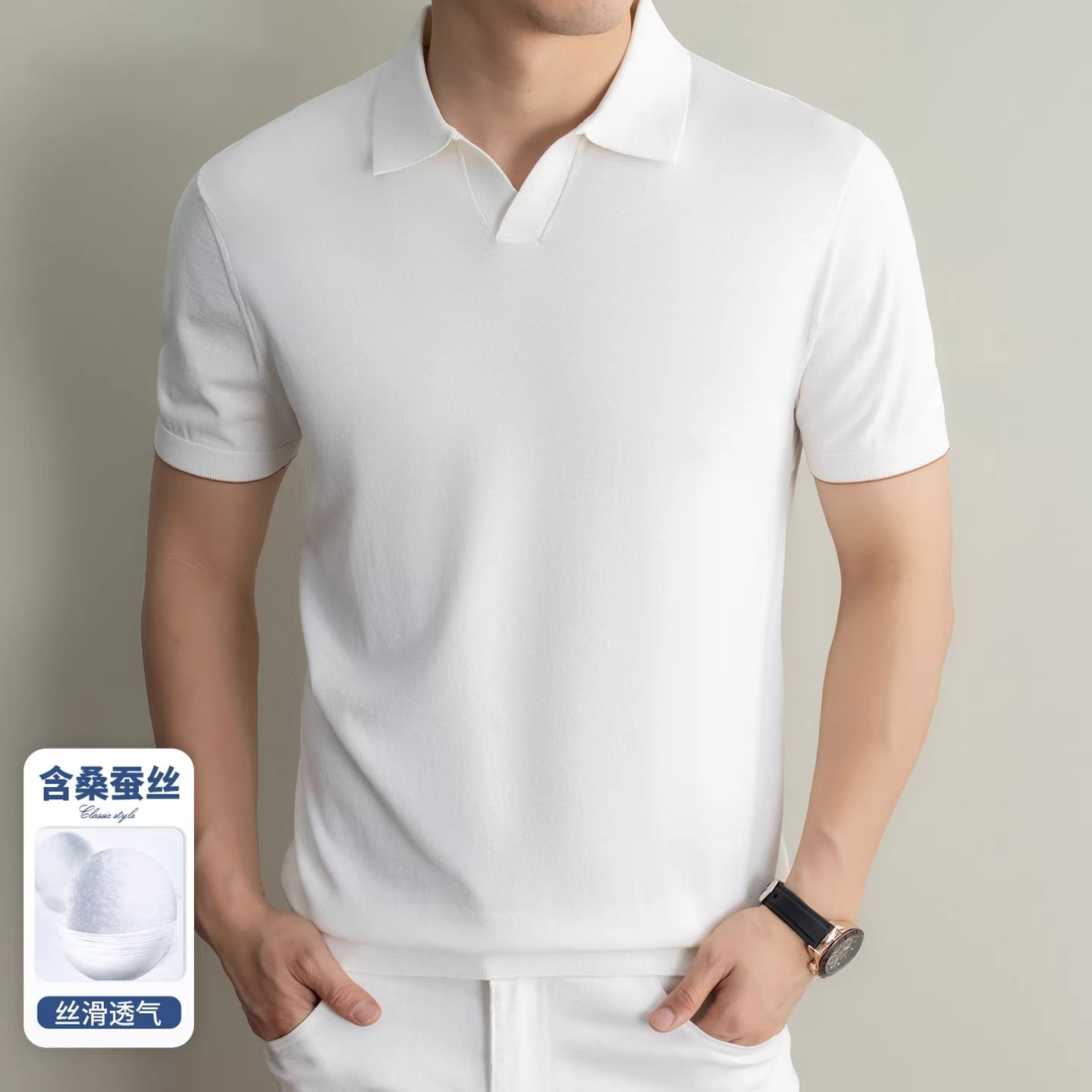 高端海鸥领polo衫短袖t恤男士2026新款夏季老钱风针织半袖衫男款