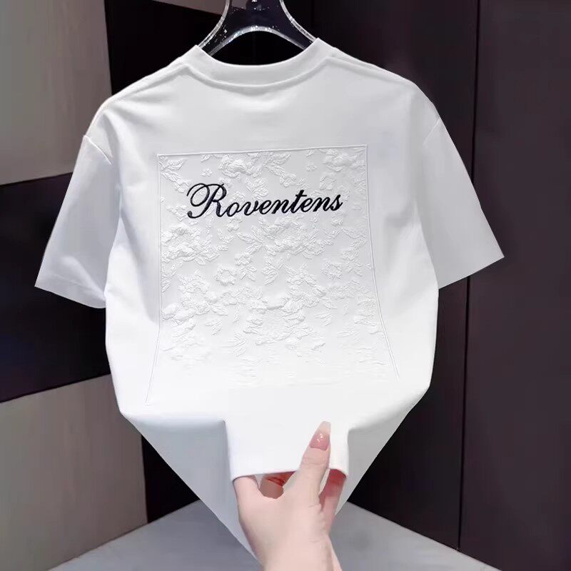 高端立体浮雕短袖T恤男士2026新款夏季高级感纯棉圆领体恤衫男款