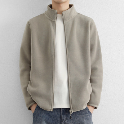 高端羊羔绒休闲外套男士2025年新款秋冬季摇粒绒加绒开衫卫衣男款