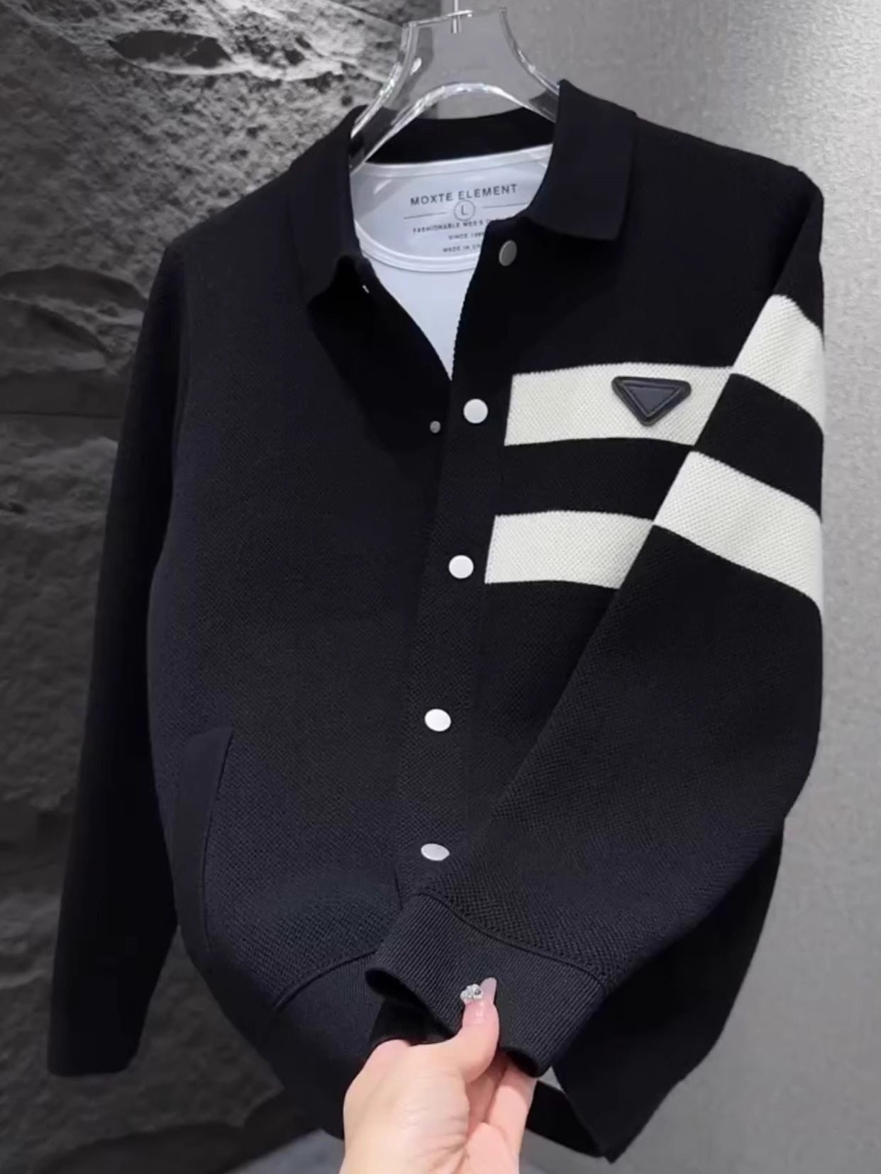 高端翻领针织衫男士开襟衫2025新款春秋冬男士单排扣休闲针织衫