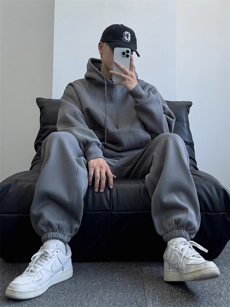 高端连帽卫衣卫裤休闲套装男士秋冬季2025新款潮运动服两件套男款