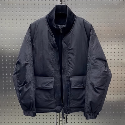 高端立领白鸭绒轻薄羽绒服男士2025新款冬季假两件加厚外套潮男款