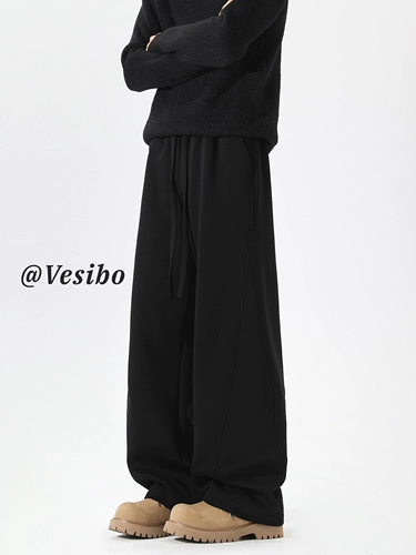 Ретро демисезонные штаны, в американском стиле, на шнурках, свободный прямой крой