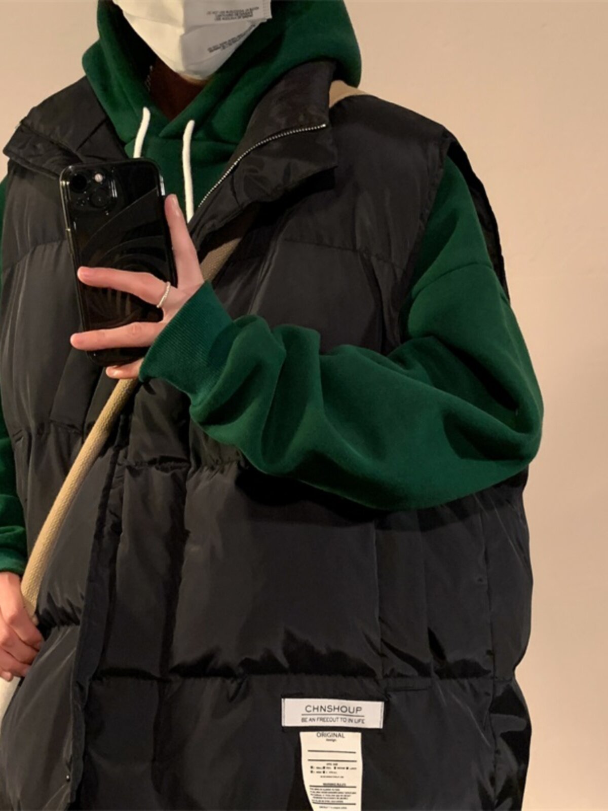 AMERICAN TRENDY VESTS FOR MEN AND WOMEN IN WINTER ARE LOOSE AND THICKENED STAND UP COLLAR SHOULDERS HORSE CLIPS HONG KONG STYLE CASUAL AND VERSATILE WARM JACKETS