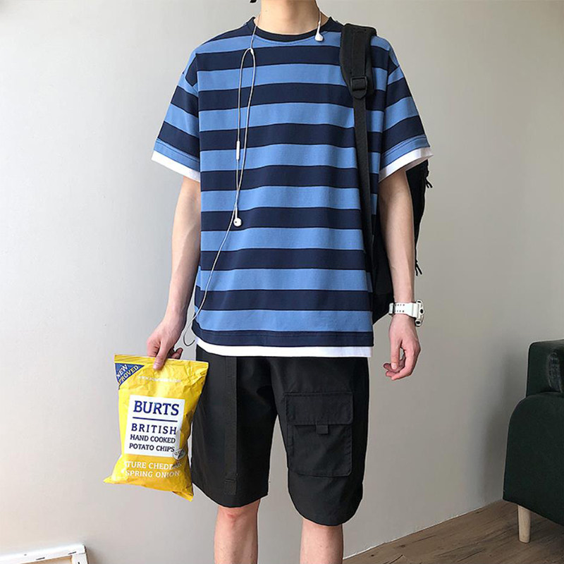 men's wear collocation handsome leisure time suit summer Two piece set stripe man Short sleeved T-shirt Korean Edition shortsin the Men's clothing, T-shirt  category - from Buy2taobao.com to provide professional Taobao agent buy service