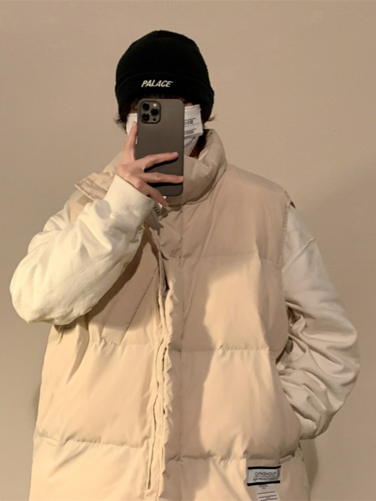 AMERICAN TRENDY VESTS FOR MEN AND WOMEN IN WINTER ARE LOOSE AND THICKENED STAND UP COLLAR SHOULDERS HORSE CLIPS HONG KONG STYLE CASUAL AND VERSATILE WARM JACKETS