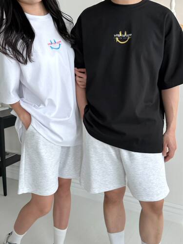 东大门笑脸情侣短袖T恤