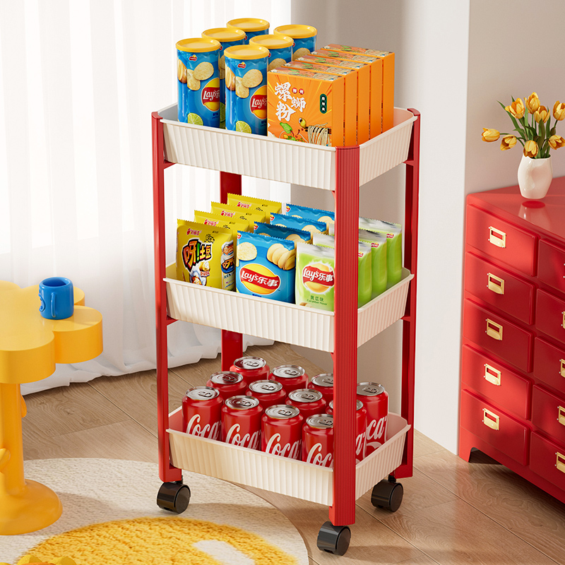 零食置物架小推车带轮多层家用大容量宿舍落地可移动收纳架子床边