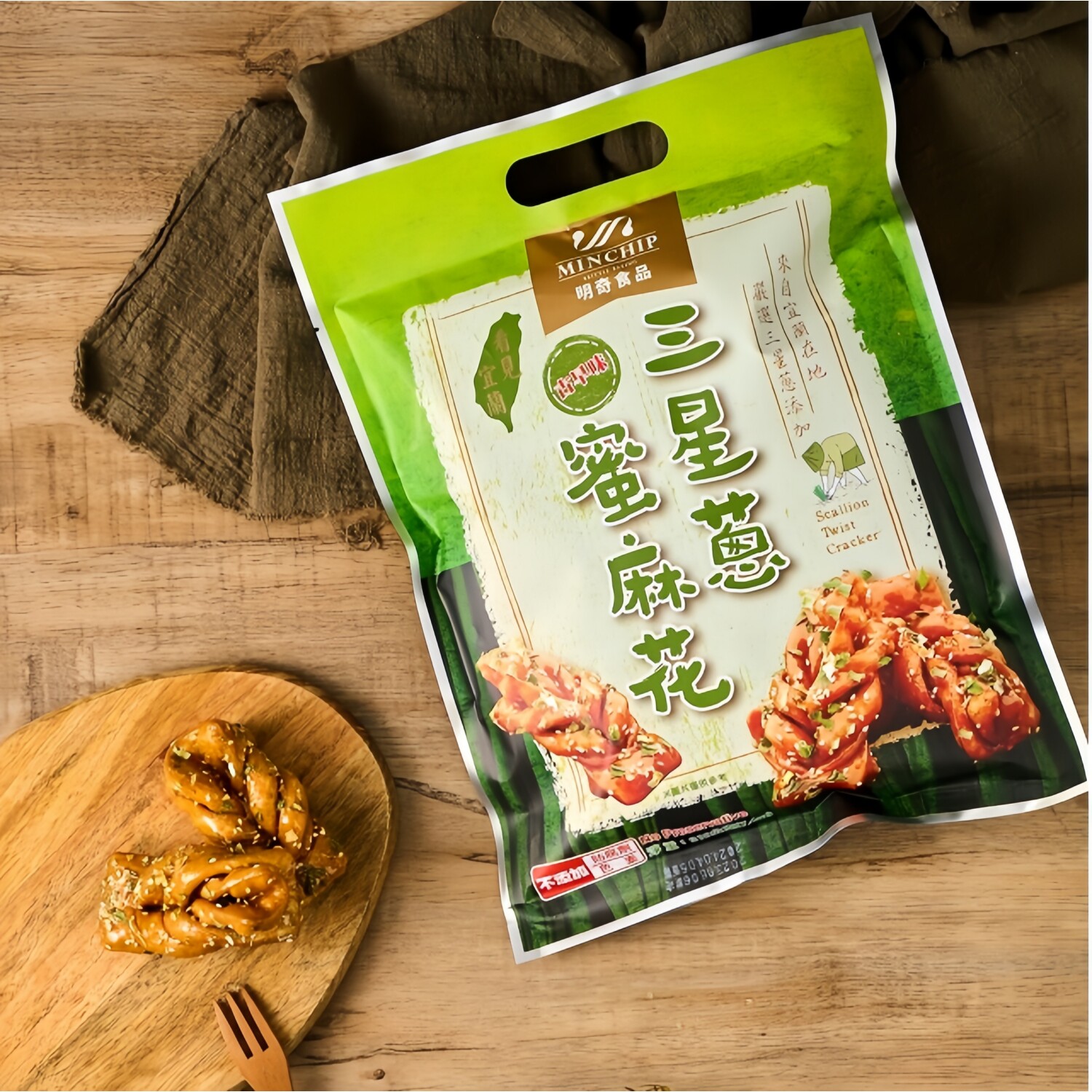 台湾特色零食明奇三星葱蜜麻花古早味传统特产零食茶点