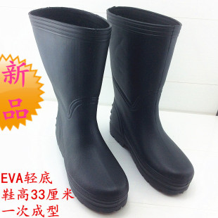 防滑一次成型一體泡沫EVA防水鞋 男女厚底高筒雨靴釣魚 單雨鞋 新品