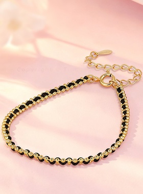 跨境爆款手工编织真金电镀24k情侣手链轻奢感国潮手饰