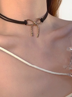 黑色蝴蝶结choker~暗黑风辣妹甜酷项圈项链锁骨链小众设计感颈链