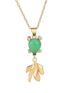 直播货源民族风配饰复古沙金锦鲤鱼项链镶嵌祖母绿玉髓项饰