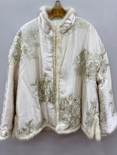 桑蚕丝真丝水貂毛棉衣外套太太服外套0922 私信询价 独家精品