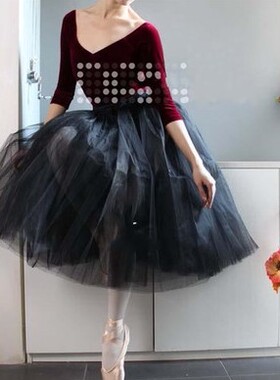 成人长款芭蕾舞裙半截网纱长裙半身裙蓬蓬裙TUTU裙写真表演纱裙