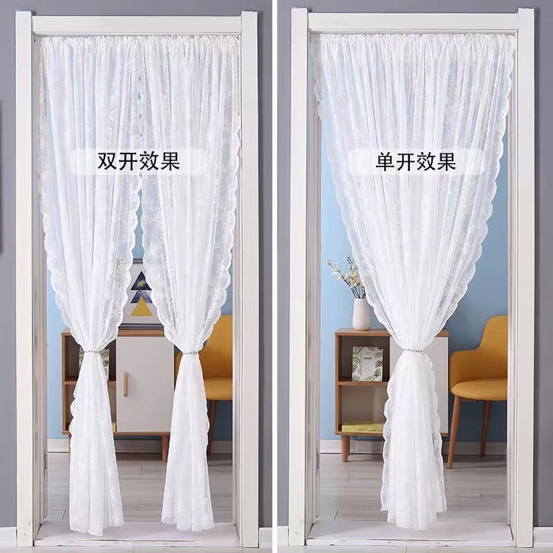 蕾丝门帘夏防蚊飘窗免打孔挂钩短纱帘窗纱魔术贴短帘家用隔断卧室,居家布艺,门帘,淘宝优惠券,粉丝福利购,淘宝优惠卷