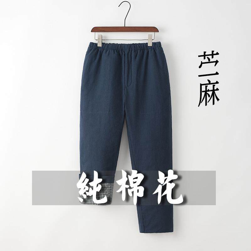 亚麻棉裤男休闲裤纯棉花高腰宽松