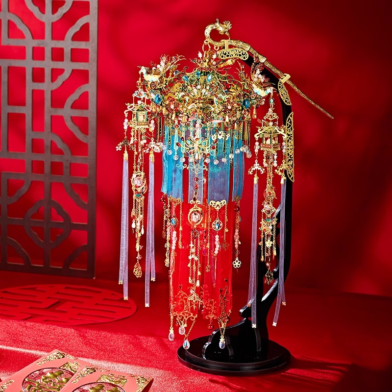 十里红妆凤冠绛纱灯霞帔拼装模型3d立体金属拼图diy手工材料灯笼