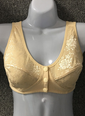 中老年人内衣前扣文胸无钢圈胸罩大码棉质内衣女背心式妈妈文胸薄