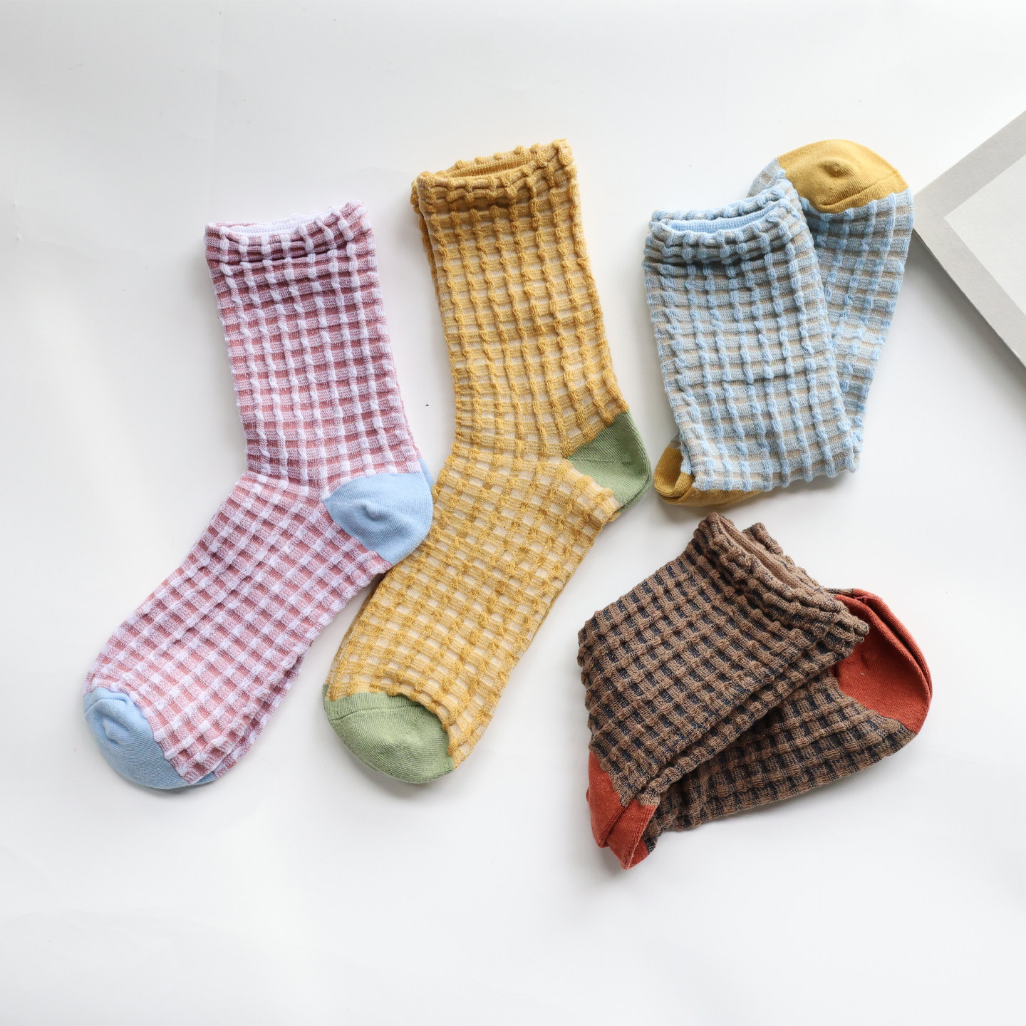 春夏可爱文艺立体格子袜