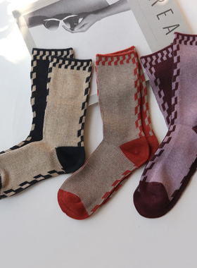 羊毛袜子女中筒袜ins潮秋冬百搭保暖棉袜文艺复古软糯舒适堆堆袜