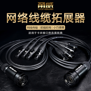 甬威四通道卡侬公母6.35话筒灯光音频网络线信号扩拓展延伸器4CH audio/DMX512 over network cable extender