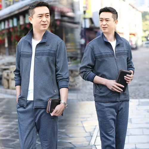 运动套装男士春夏季202新款中老年运动服宽松休闲跑步服爸爸春装